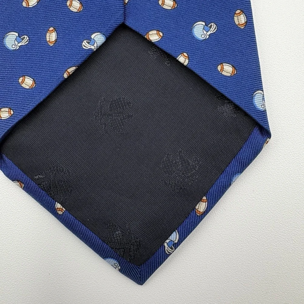 Brooks Brothers Makers Silk Tie Navy Blue Football Helmet Sports Made in USA